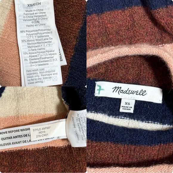 Madewell Striped Evercrest Turtleneck Sweater in Coziest Yarn Heather Quinoa - Picture 4 of 4